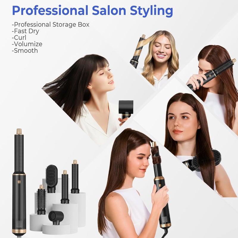 trylater 5 in 1 Blow Dryer Brush, Hair Dryer Brush Set Negative Ion Upgrade Hot Air Brush Air Styler Curling Wrap Air Curler, Curling Iron Hair Styling Tools As A Gift for Straight/Curl/Drying/Smoothing - Image 2